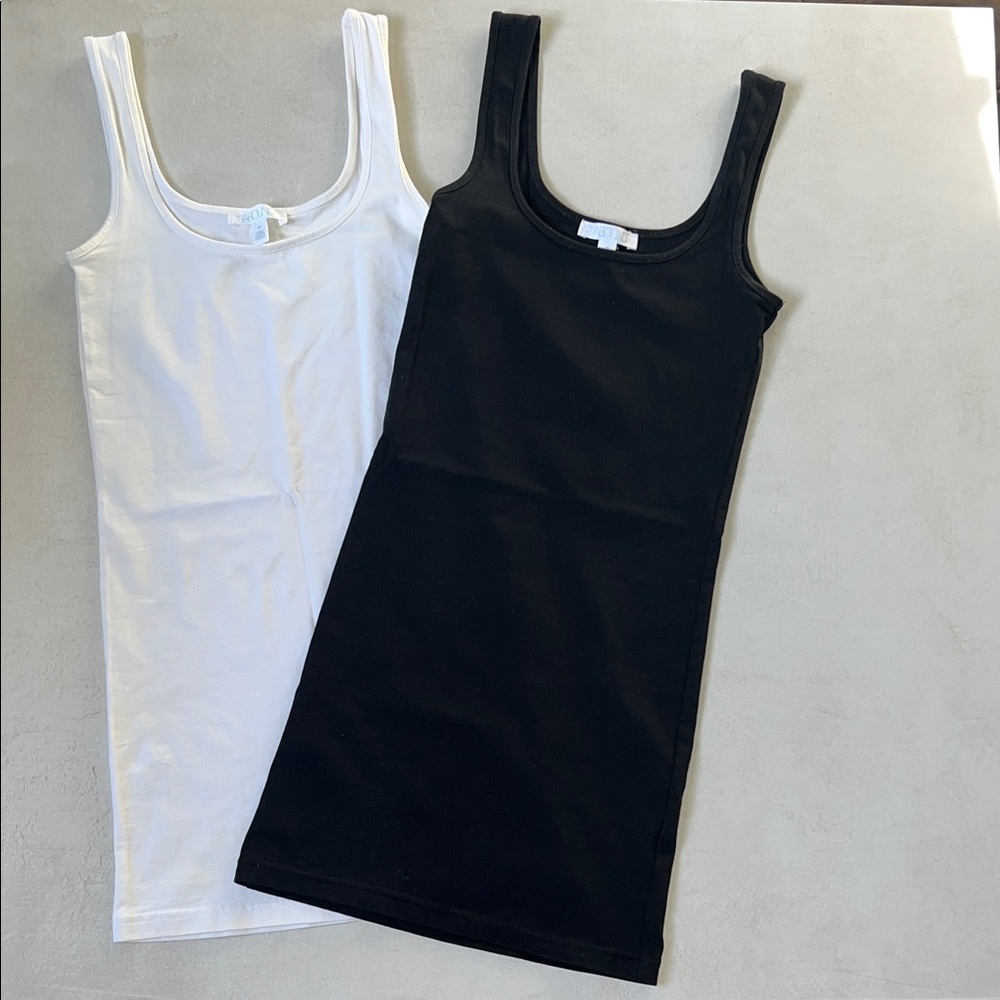 2 Abound XXS XS Black White Tank Top Long